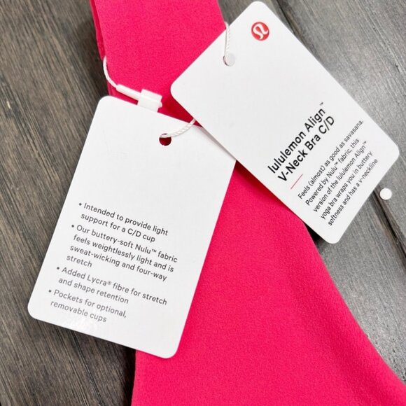 Lululemon Align V-Neck Bra *Light Support, C/D Cup Lip Gloss NWT - Picture 5 of 7